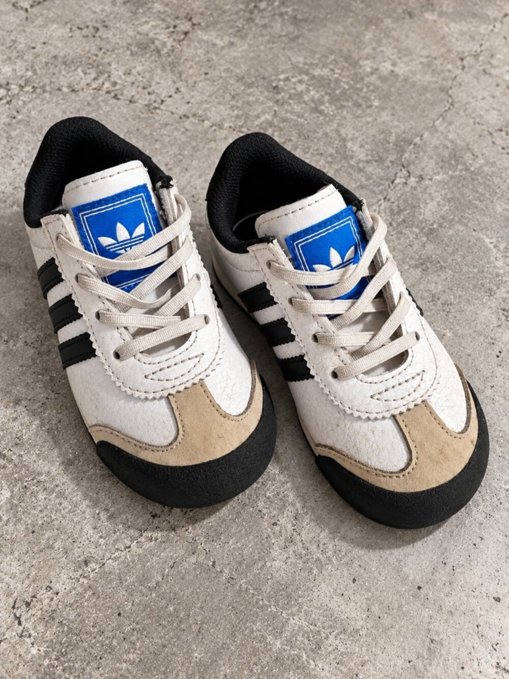 Adidas Originals White Black Blue Sneakers Shoes Size 6.5K / 23 Retro**
